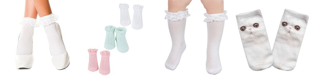 girls cute white ankle socks